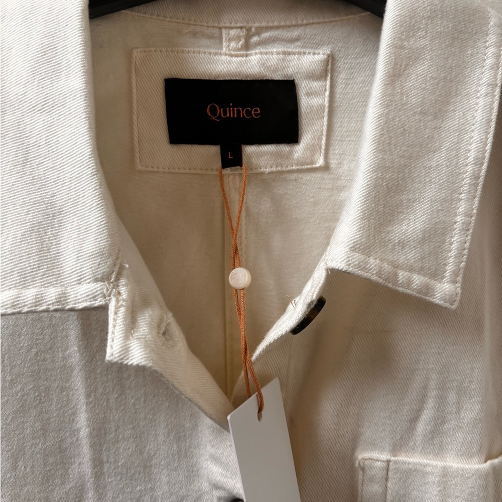 Quince Womens Organic Comfort Stretch Chore Jacket Button cream size L - Picture 4 of 5